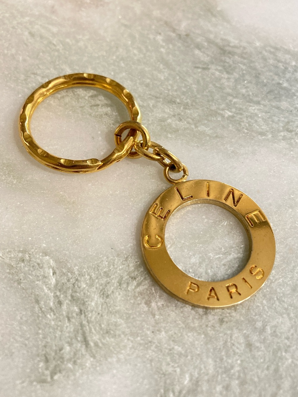 Celine Vintage Ring Keychain Silver